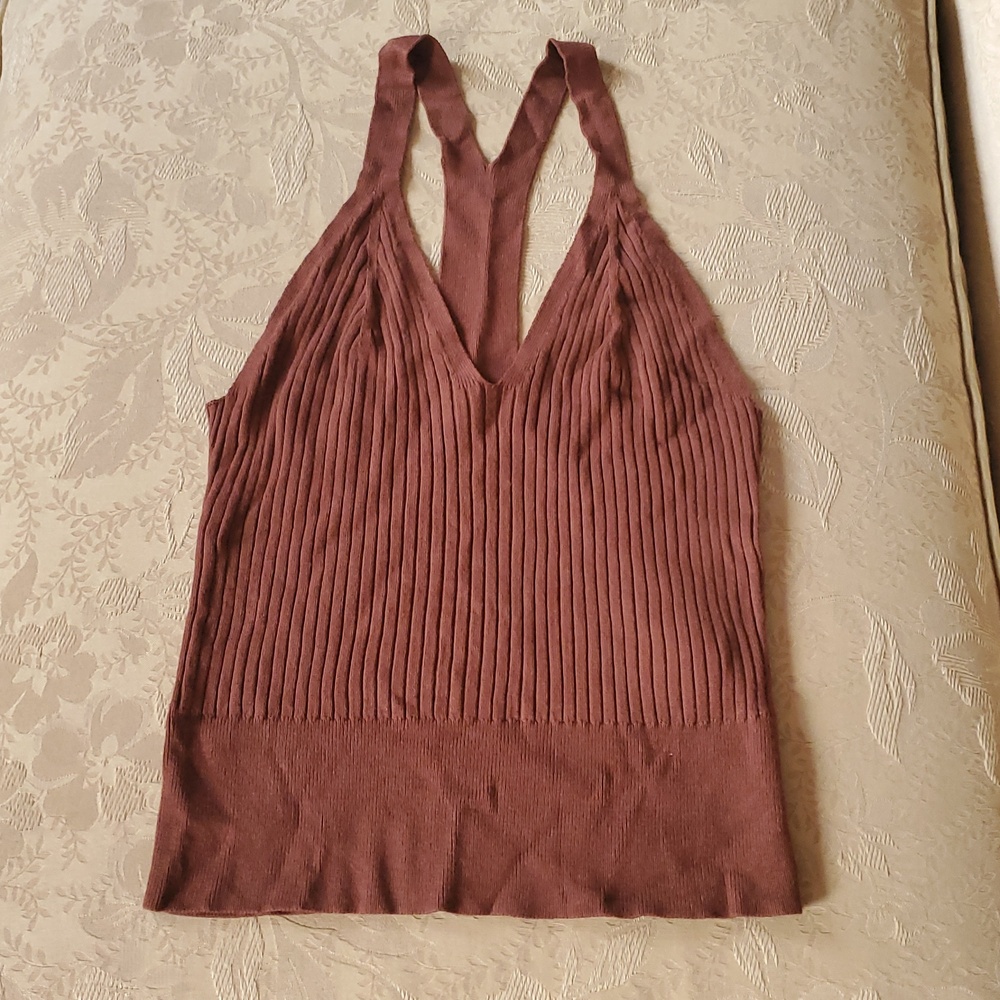Abercrombie & Fitch Brown Knit Ribbed Tank Top EUC - Picture 7 of 13